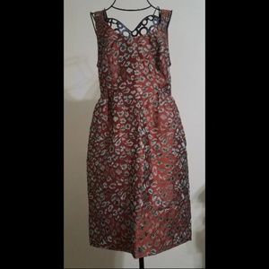 🔥J Crew Rust Gray Leopard Jacquard Dress Lined